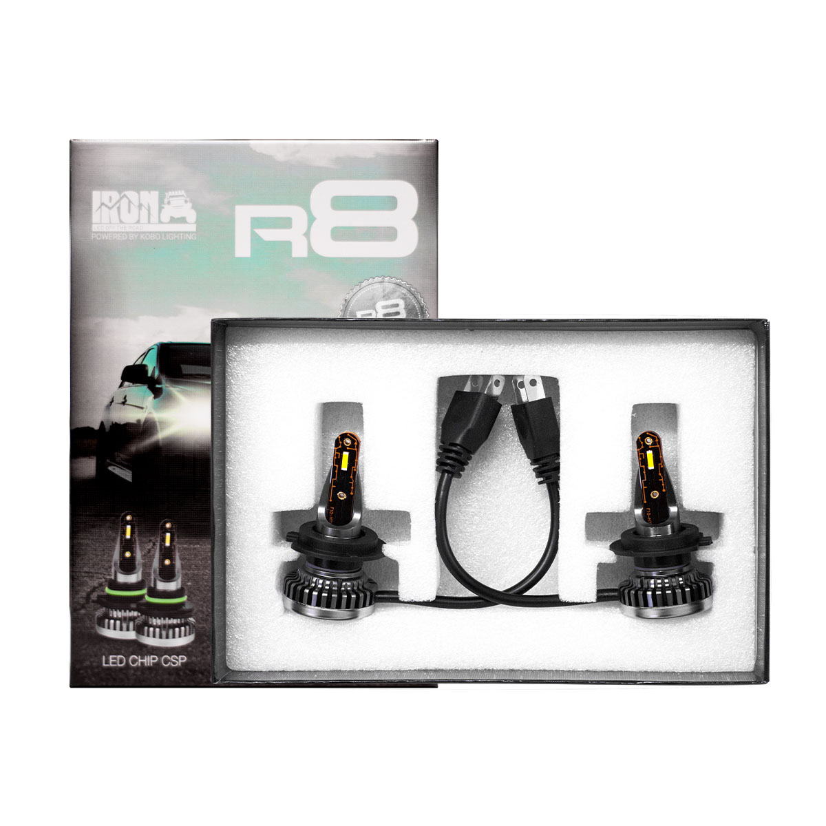 OFF ROAD KIT DE LED R8 H7 10MA GENERACION CHIP CSP SIN COOLER 30000 LUMENS 42WATTS 12V  CANTIDAD POR CAJA MASTER 50 - 4
