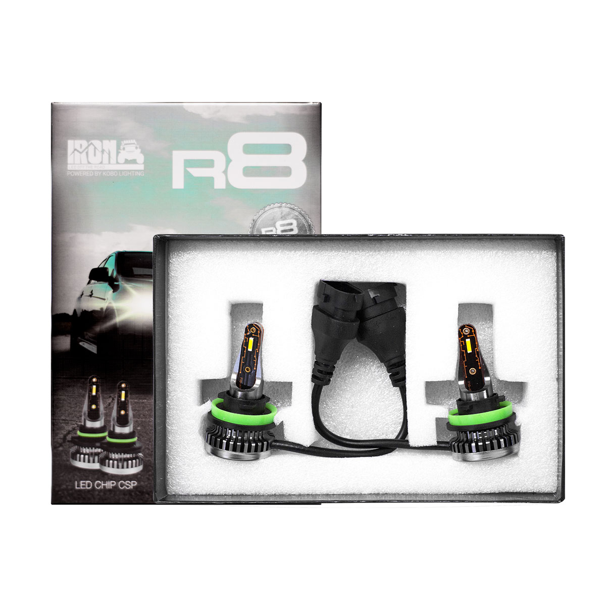 OFF ROAD KIT DE LED R8 H11 10MA GENERACION CHIP CSP SIN COOLER 30000 LUMENS 42WATTS 12V  CANTIDAD POR CAJA MASTER 50