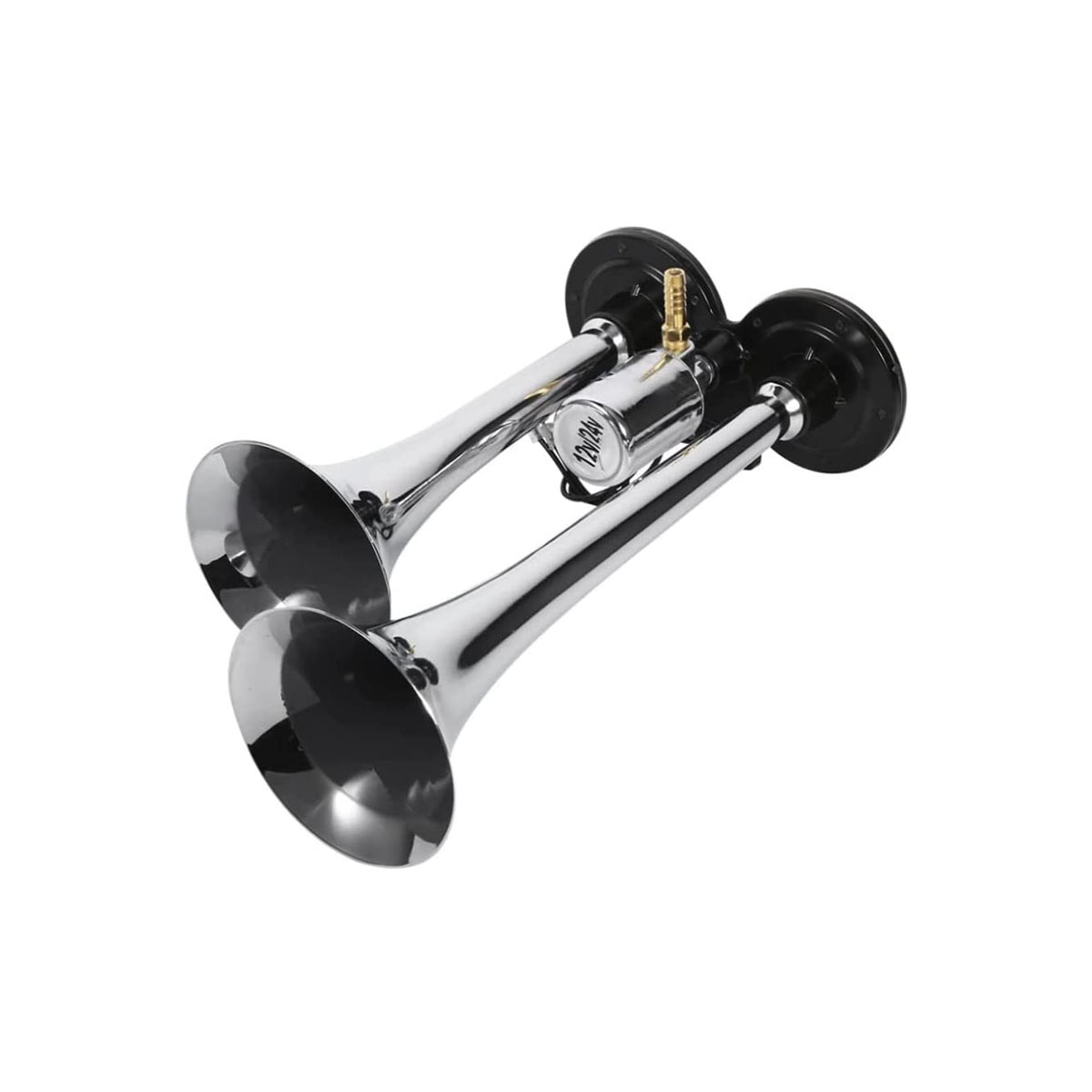 BOCINA DE AIRE CORNETA DOBLE  VOLTAJE 12V - 24V  ENVASE POR UNIDAD - 6