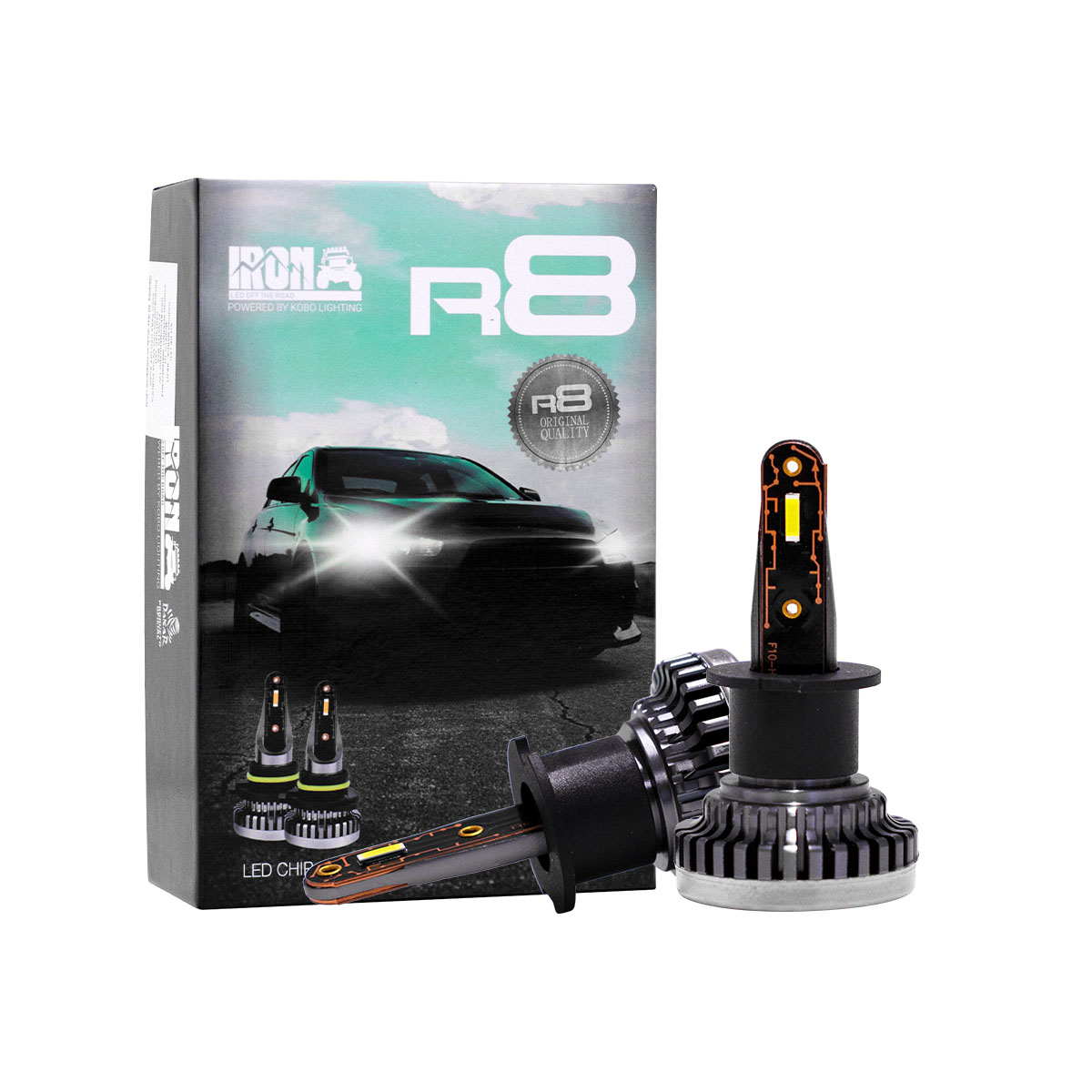 OFF ROAD KIT DE LED R8 H3 10MA GENERACION CHIP CSP SIN COOLER 30000 LUMENS 42WATTS 12V CANTIDAD POR CAJA MASTER 50 - 2