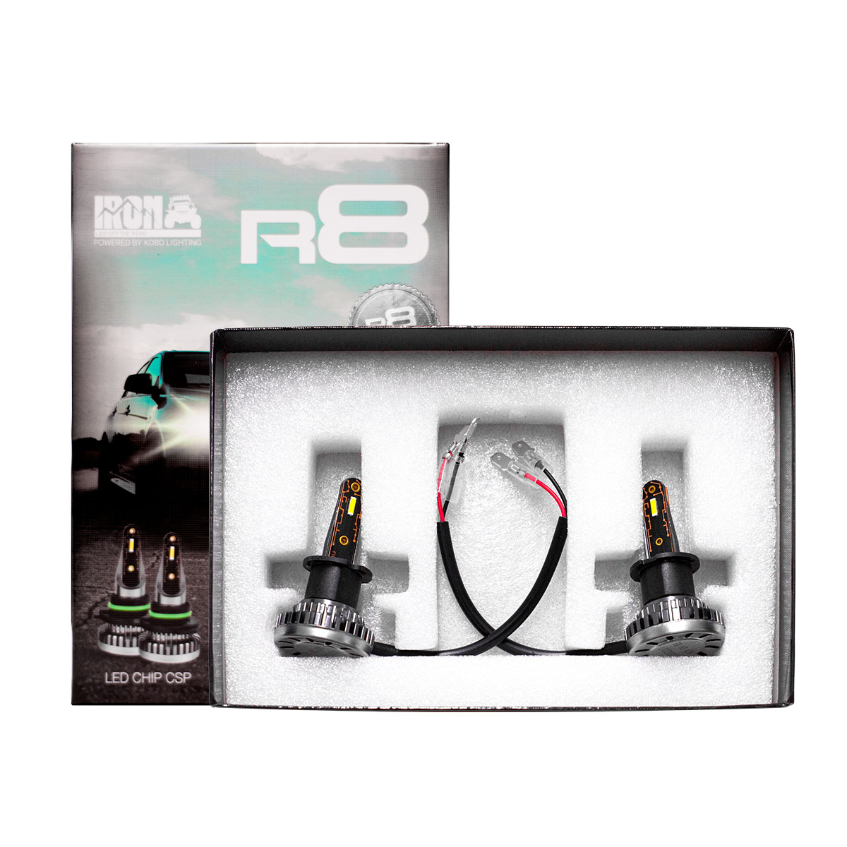 OFF ROAD KIT DE LED R8 H3 10MA GENERACION CHIP CSP SIN COOLER 30000 LUMENS 42WATTS 12V CANTIDAD POR CAJA MASTER 50 - 7
