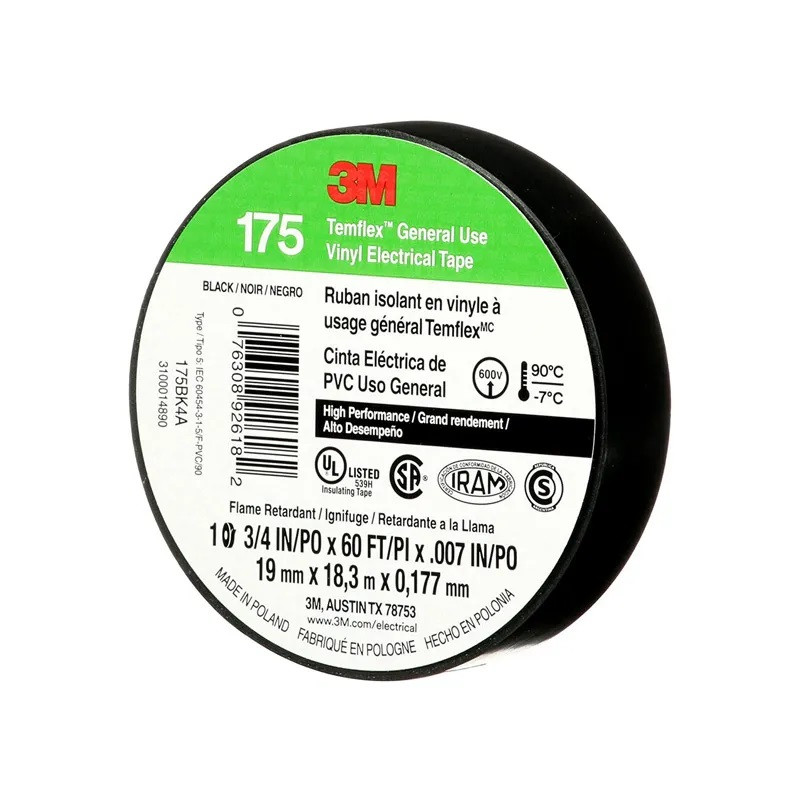 CINTA AISLADORA DE PVC TEMFLEX 175 19MM X 18M NEGRO (REEMPLAZA CODIGO 45837) CANTIDAD POR CAJA MASTER 100