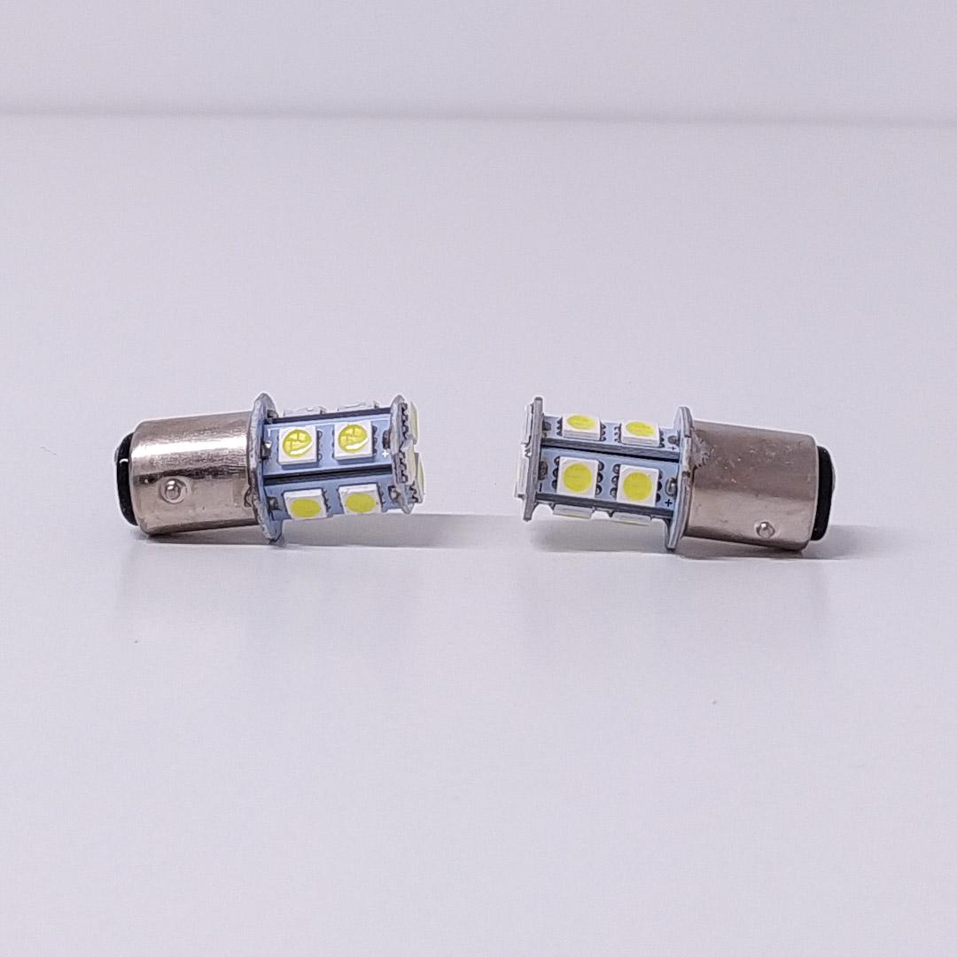 LEDS SEÑALIZACION SMD BLISTER X 2 - 1034 - 1157 - P21/5W 2 POLOS (DESPAREJA) 13 LED 5050 SMD - BLANCO 12V - BLISTER X 2 UNIDADES CANTIDAD POR CAJA MASTER 1000 - 6