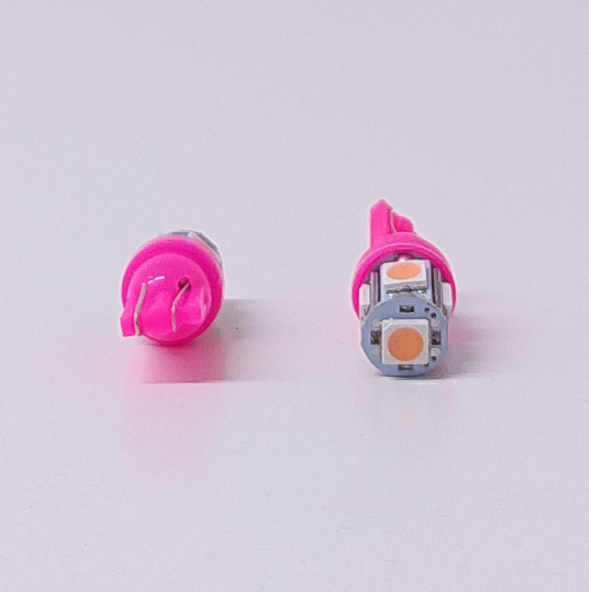 LEDS SEÑALIZACION SMD BLISTER X 2 - 2821 - T10 - W5W 5 SMD 5050 - ROSA 12V CANTIDAD POR CAJA MASTER 1250