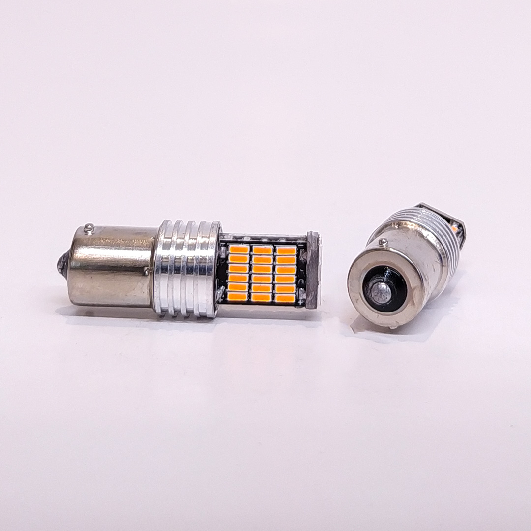 LED SEÑALIZACION CANBUS BLISTER X 2 - 1141 - 1156 P21W 1 POLO 45 LED 3014 SMD - CANBUS - AMBAR 12V - 3