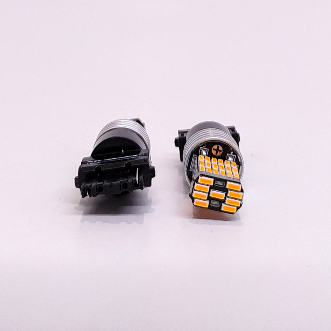 LED SEÑALIZACION CANBUS BLISTER X 2 - 3156 P27W 1 POLO 45 LED 3014 SMD - CANBUS - AMBAR 12V - 24V - 2