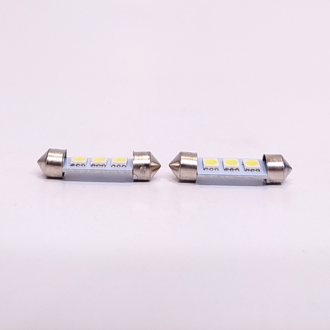 LEDS SEÑALIZACION SMD BLISTER X 2 TUBULAR - FESTOON 3 LED 5050 SMD 39MM - BLANCO 12V BLISTER X 2 UNIDADES CANTIDAD POR CAJA MASTER 1000 - 3