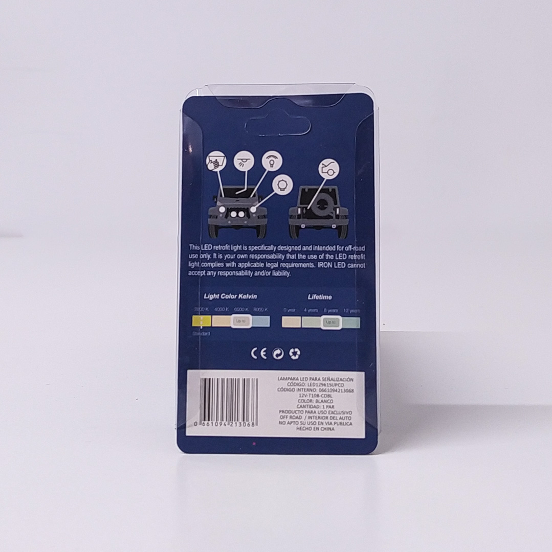 LED SEÑALIZACION SILICA BLISTER X 2 - 2821 - T10 - W5W - COB - BLANCO 12V - 12 CHIP PASTILLA - BLISTER X 2 UNIDADES CANTIDAD POR CAJA MASTER 1000 - 2