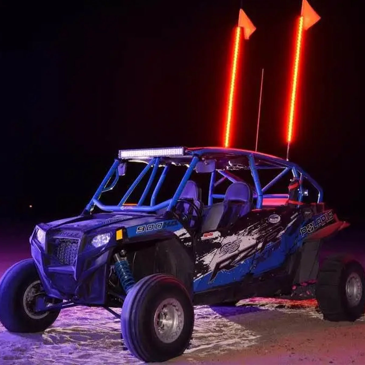 ANTENA PARA UTV / PICK UPS 12V 1.8 METROS DE LARGO, 120 LED 5050 SMD COLOR ROJO, BASE METALICA Y BANDERA DE REGALO - 7