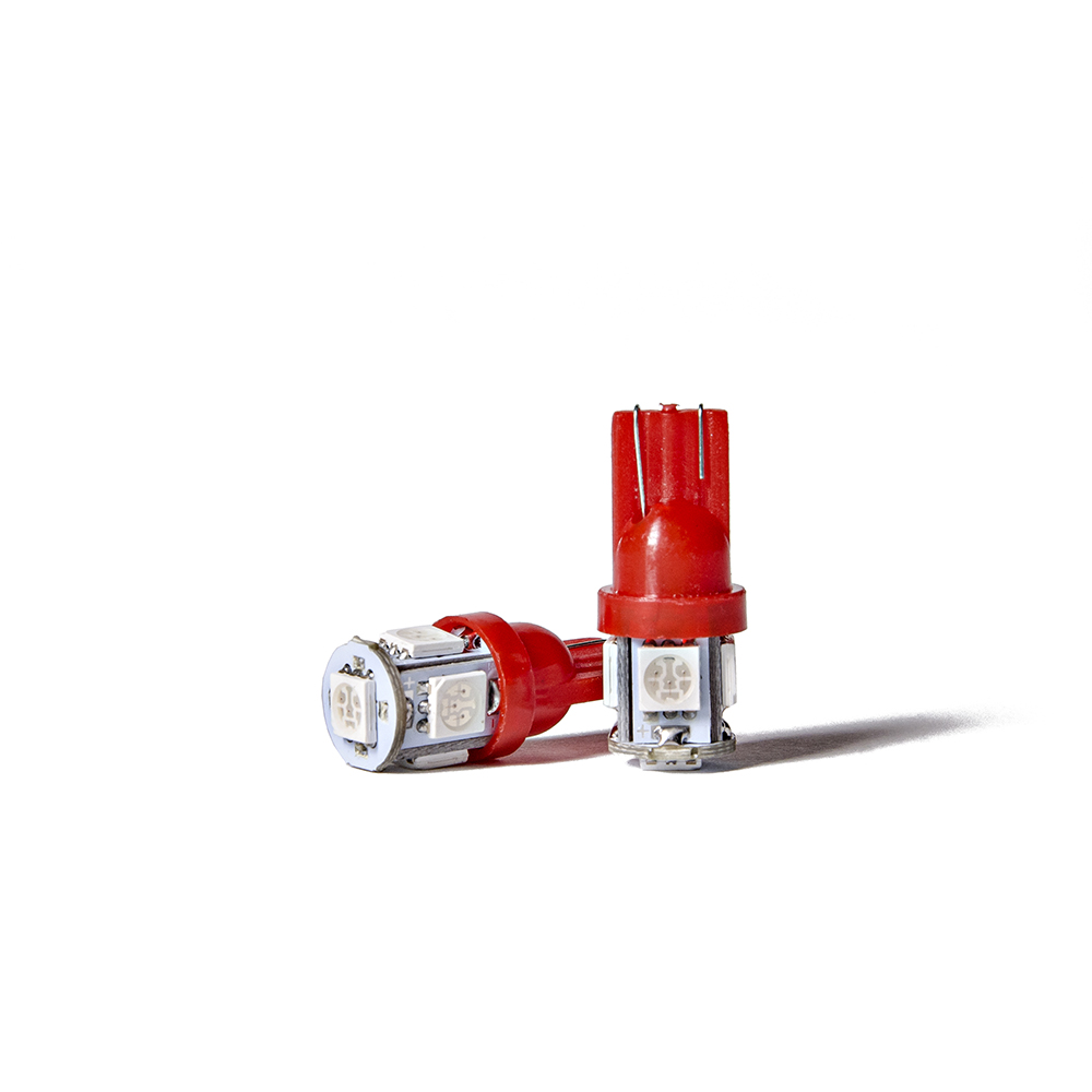 LEDS SEÑALIZACION SMD BLISTER X 2 -2821 - T10 - W5W 5 SMD 5050 - ROJO 12V - BLISTER X 2 UNIDADES