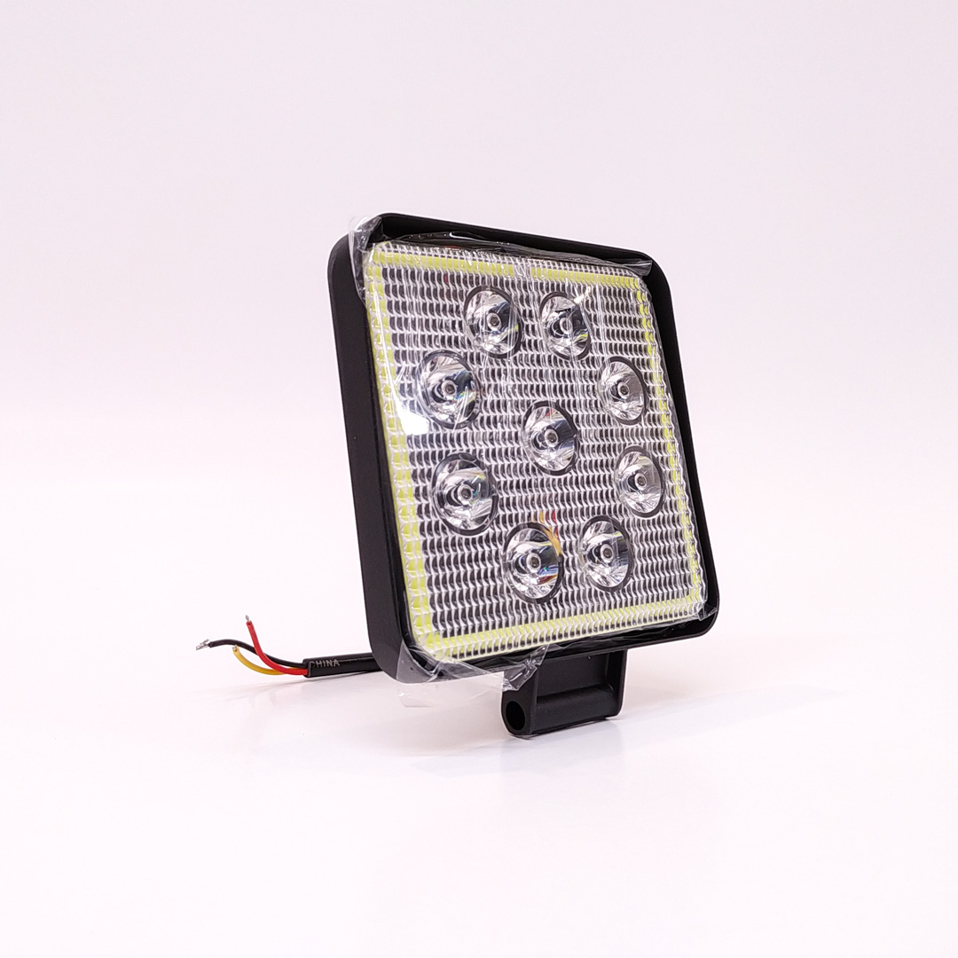 OFF ROAD FARO DE LED FARO DE LED CUADRADO - 9 LED 27W BLANCO CON AUREOLA AMBAR 10.8x2x11CM