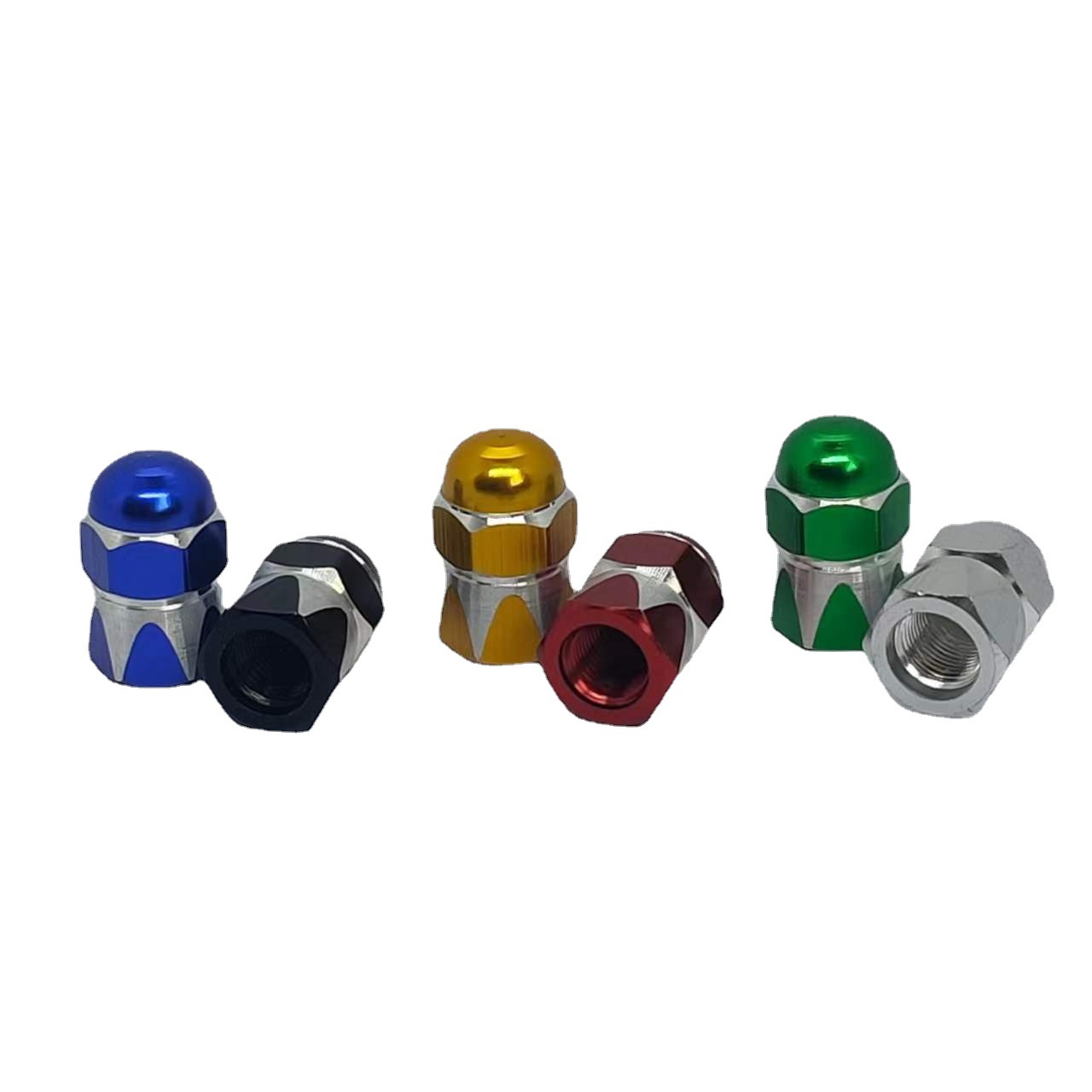 JUEGO DE TAPITAS DE VALVULA TUNNING SET X 4 PCS MUSHROOM AZULES