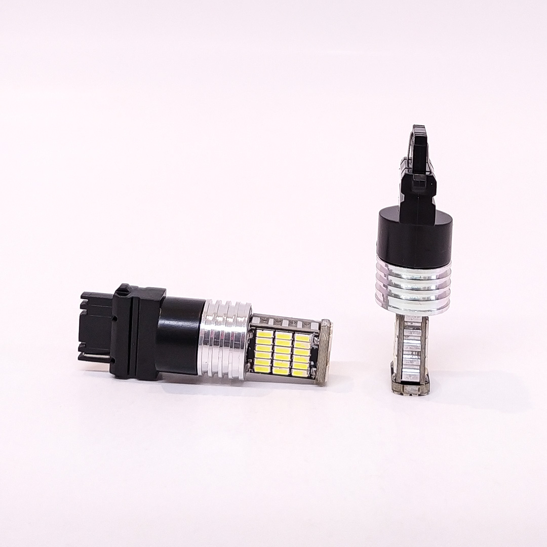 LED SEÑALIZACION CANBUS BLISTER X 2 - 3156 P27W 1 POLO CULOTE PLASTICO 45 LED 3014 SMD - CANBUS - BLANCO 12V - 24V - 4