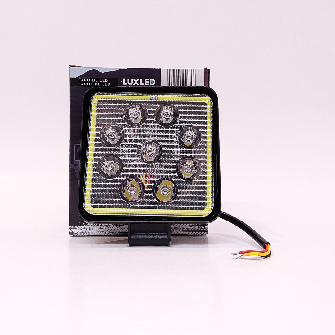 OFF ROAD FARO DE LED FARO DE LED CUADRADO - 9 LED 27W BLANCO CON AUREOLA AMBAR 10.8x2x11CM - 6