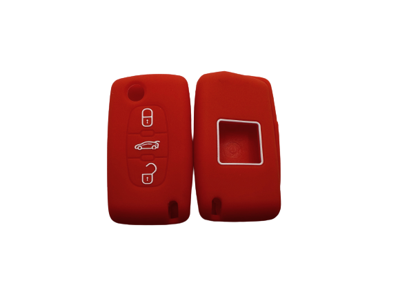 CUBRE LLAVE DE SILICONA CITROEN 3 BOTONES NAVAJA C4 - PICASSO - GRAND PICASSO RED - 2