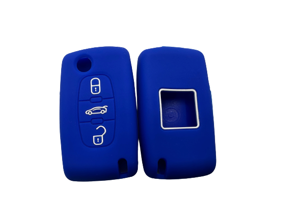 CUBRE LLAVE DE SILICONA PEUGEOT 3 BOTONES NAVAJA 307 - 408 BLUE - 2