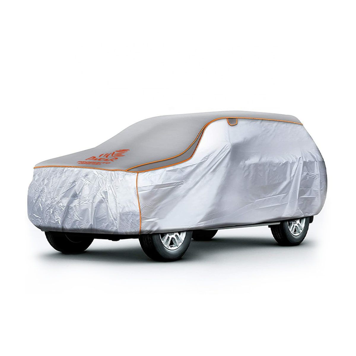 FUNDA CUBRE AUTOS PARA SUV/PICK UP MEDIUM 432X185X145CM. LOGO DAKAR. GOMA EVA CUBREINDO LA PARTE SUPERIOR.  REFLECTORES NARANJAS, ELASTICO, CLIPS Y CIERRE.. - 7