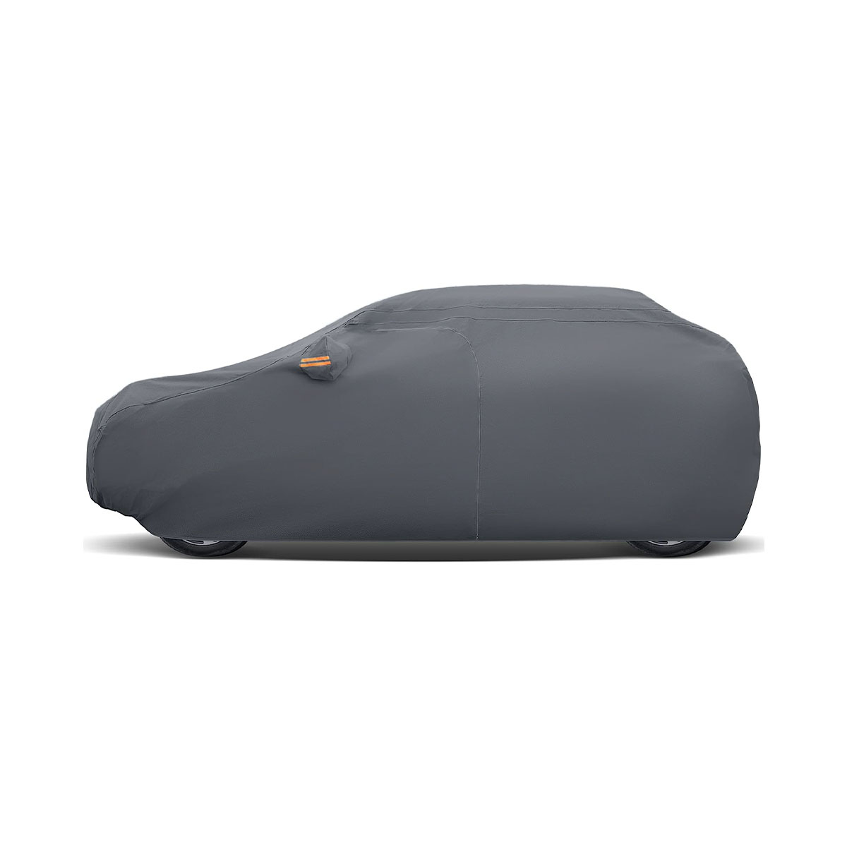 FUNDA CUBRE AUTOS PARA SUV / PICK UP LARGE 483196145CM. LOGO DAKAR. PVC Y ALGODON 270 GRAMOS. COBERTOR DE ESPEJOS CON REFLECTORES NARANJAS, ELASTICO, CLIPS Y CIERRE. - 8