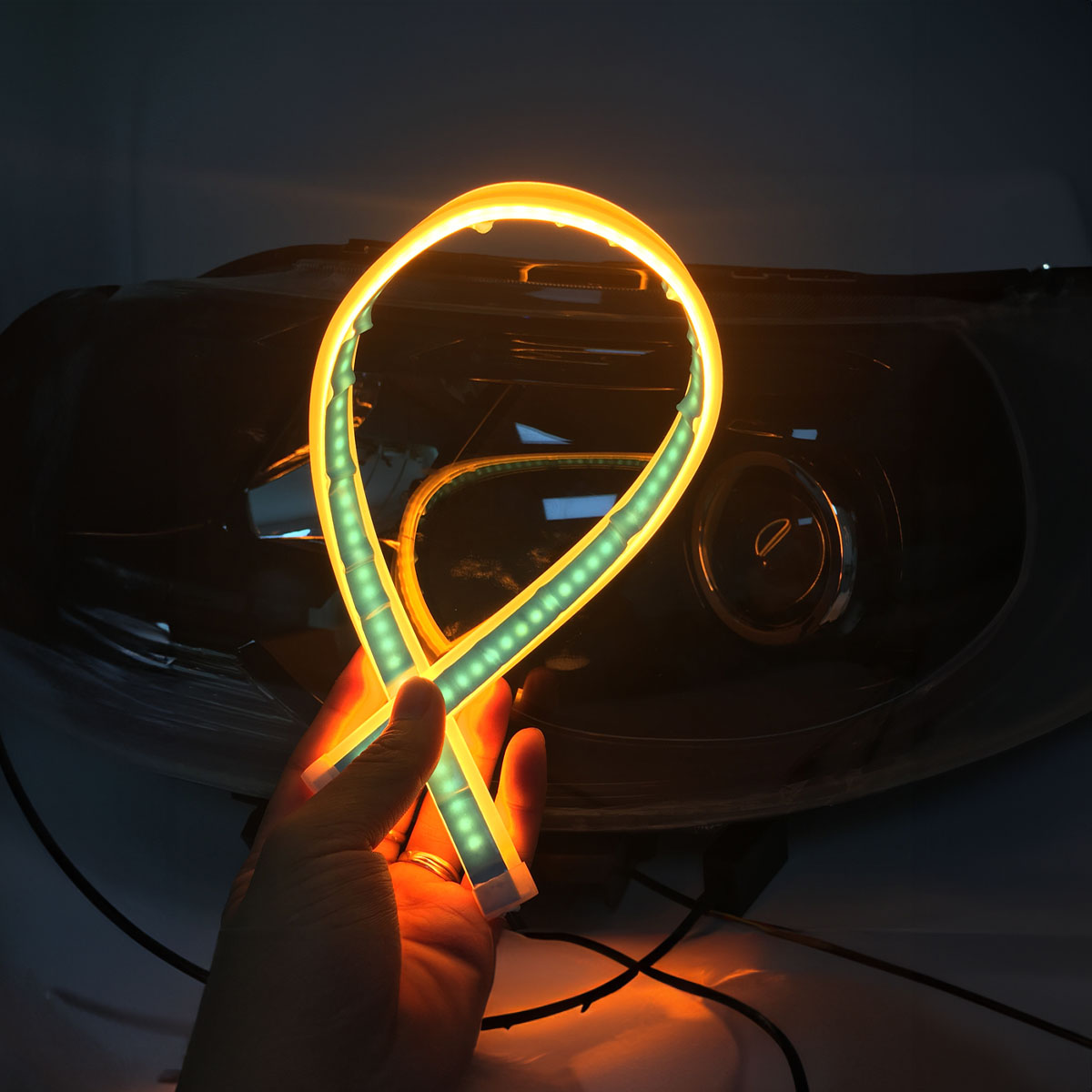 JUEGO DE TIRAS DE LED DRL JUEGO (2 UNIDADES) DE TIRAS DE LED DRL / DRL FLEXIBLE AMBAR (BALIZA INTERMITENTE) 30CM - 7