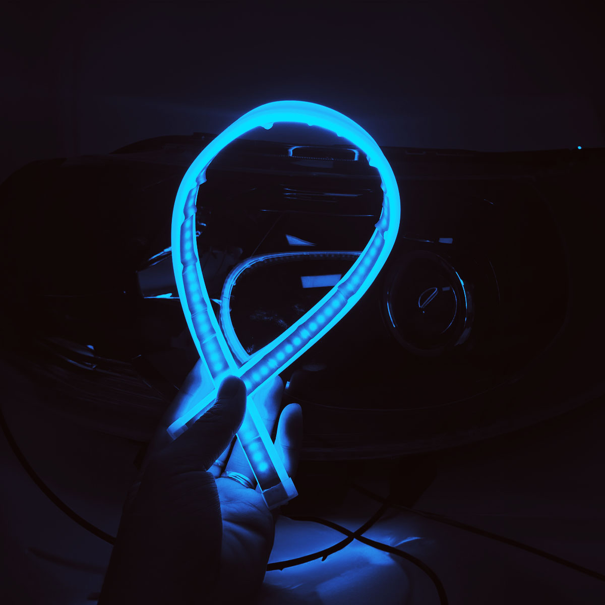 JUEGO DE TIRAS DE LED DRL JUEGO (2 UNIDADES) DE TIRAS DE LED DRL / DRL FLEXIBLE AZUL (BALIZA INTERMITENTE) 30CM - 8