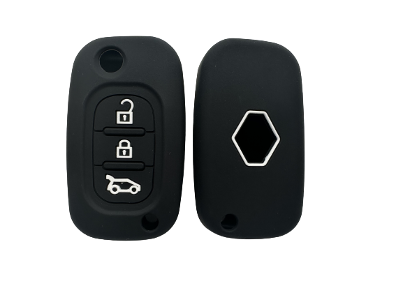 CUBRE LLAVE DE SILICONA RENAUL FLUENCE NAVAJA 3 BOTONES - COLOR NEGRO