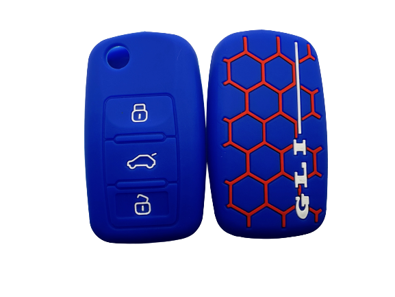 CUBRE LLAVE DE SILICONA VOLKSWAGEN GTI - GOLF - MK4 - MK6 - GOL - COLOR AZUL