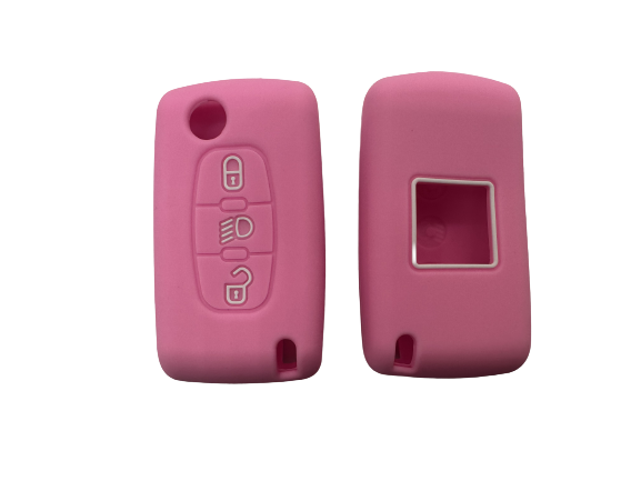 CUBRE LLAVE DE SILICONA CITROEN C4 PICASSO - AIRCROSS - 3 BOTONES COLOR ROSA