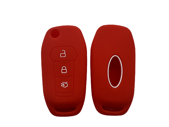 CUBRE LLAVE DE SILICONA FORD ECOSPORT - KA - FIESTA - RANGER 3 BOTONES - COLOR ROJO
