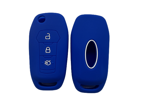 CUBRE LLAVE DE SILICONA FORD ECOSPORT - KA - FIESTA - RANGER 3 BOTONES - COLOR AZUL