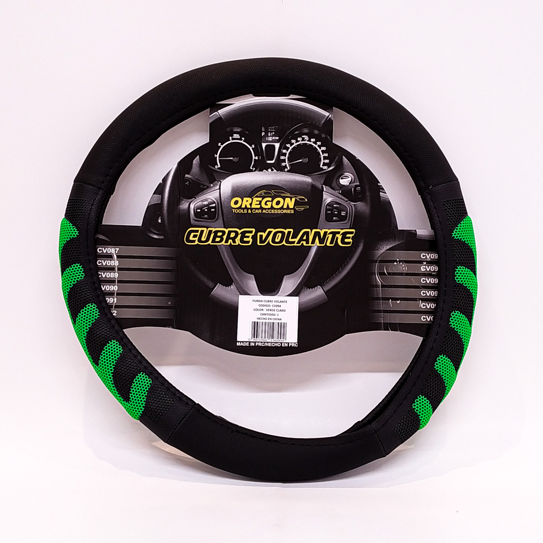 CUBRE VOLANTE MODELO GRAND PRIX CUERO SINTENTICO NEGRO / VERDE AGUA 38*8.2CM 25 UNIDADES POR CAJA