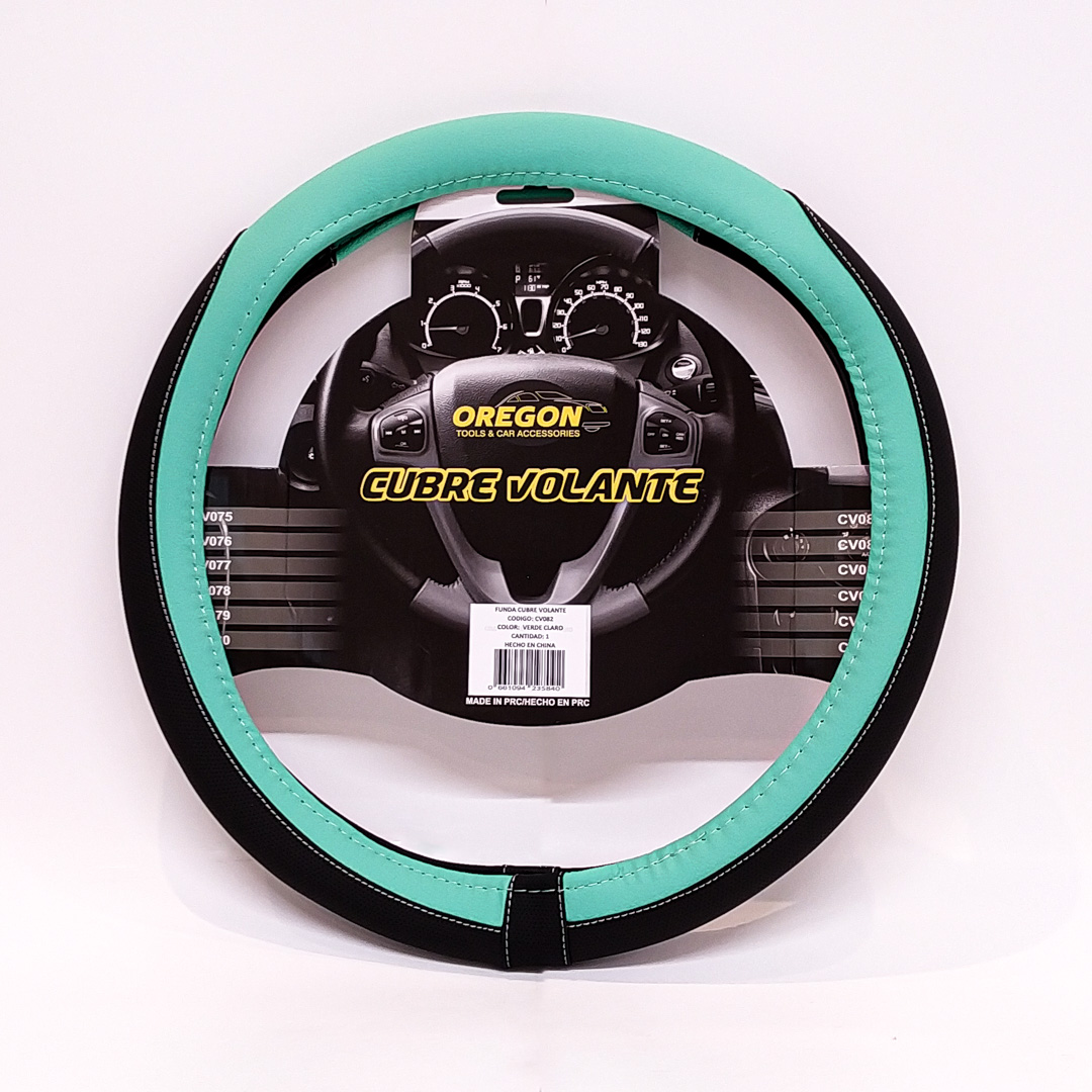 CUBRE VOLANTE MODELO TC2000 CUERO SINTENTICO NEGRO / VERDE AGUA 38*8.2CM 25 UNIDADES POR CAJA