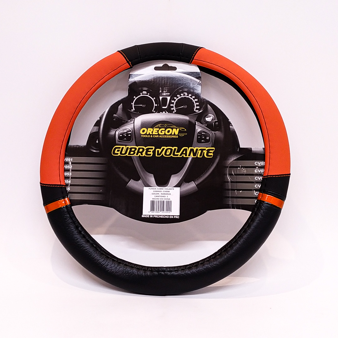CUBRE VOLANTE MODELO NASCAR CUERO SINTENTICO NEGRO / NARANJA 38*8.2CM 25 UNIDADES POR CAJA - 2