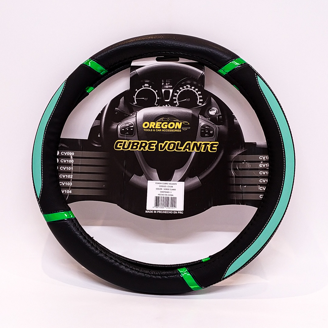 CUBRE VOLANTE MODELO DAYTONA CUERO SINTENTICO NEGRO / VERDE AGUA 38*8.2CM 25 UNIDADES POR CAJA