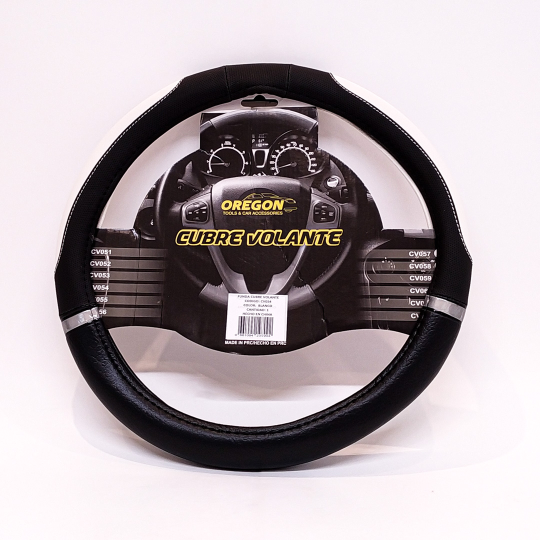 CUBRE VOLANTE MODELO NASCAR CUERO SINTENTICO NEGRO / BLANCO 38*8.2CM 25 UNIDADES POR CAJA