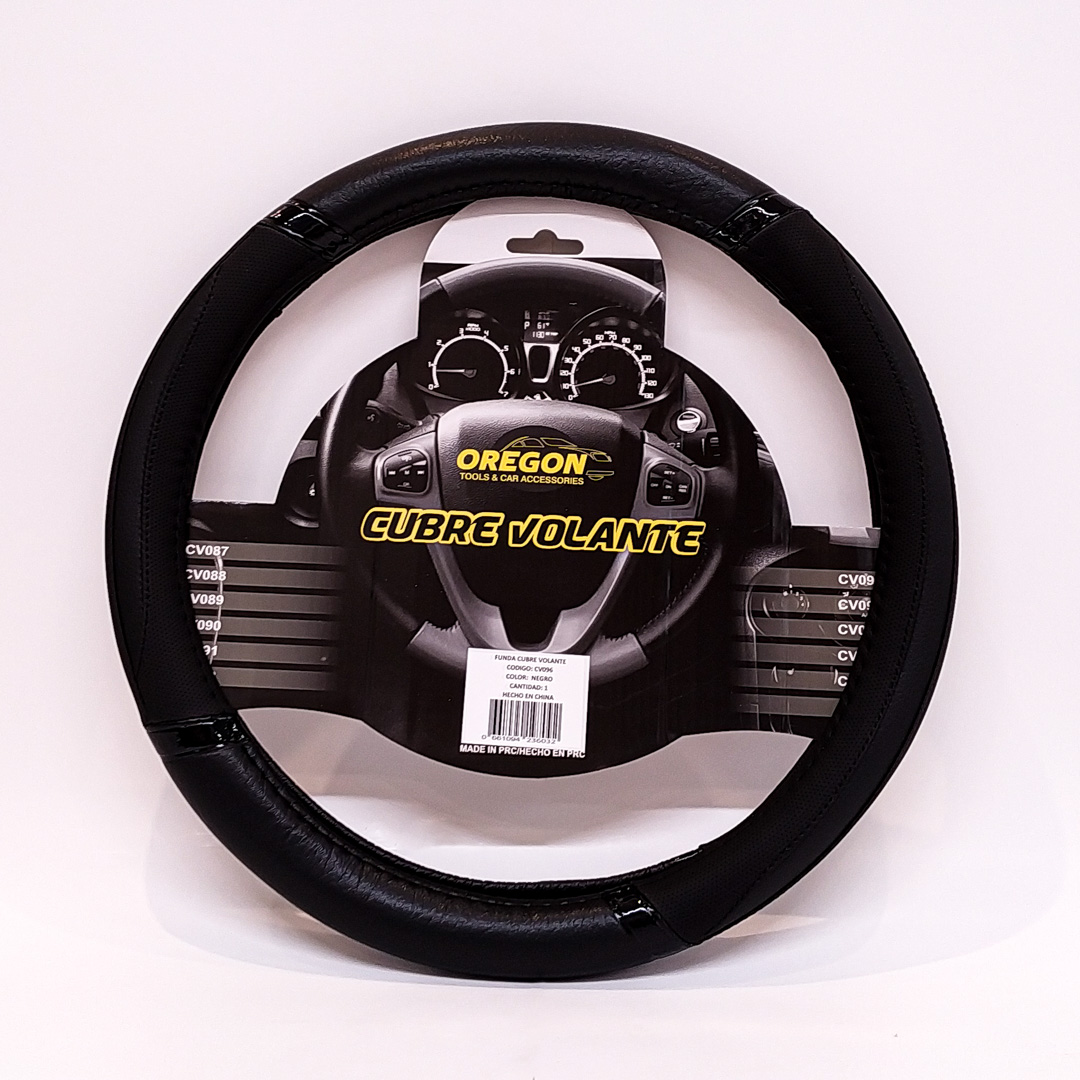 CUBRE VOLANTE MODELO DAYTONA CUERO SINTENTICO NEGRO / NEGRO 38*8.2CM 25 UNIDADES POR CAJA