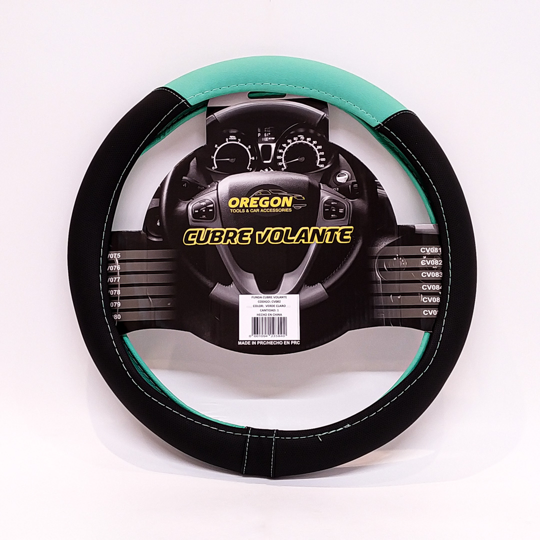 CUBRE VOLANTE MODELO TC2000 CUERO SINTENTICO NEGRO / VERDE AGUA 38*8.2CM 25 UNIDADES POR CAJA - 2