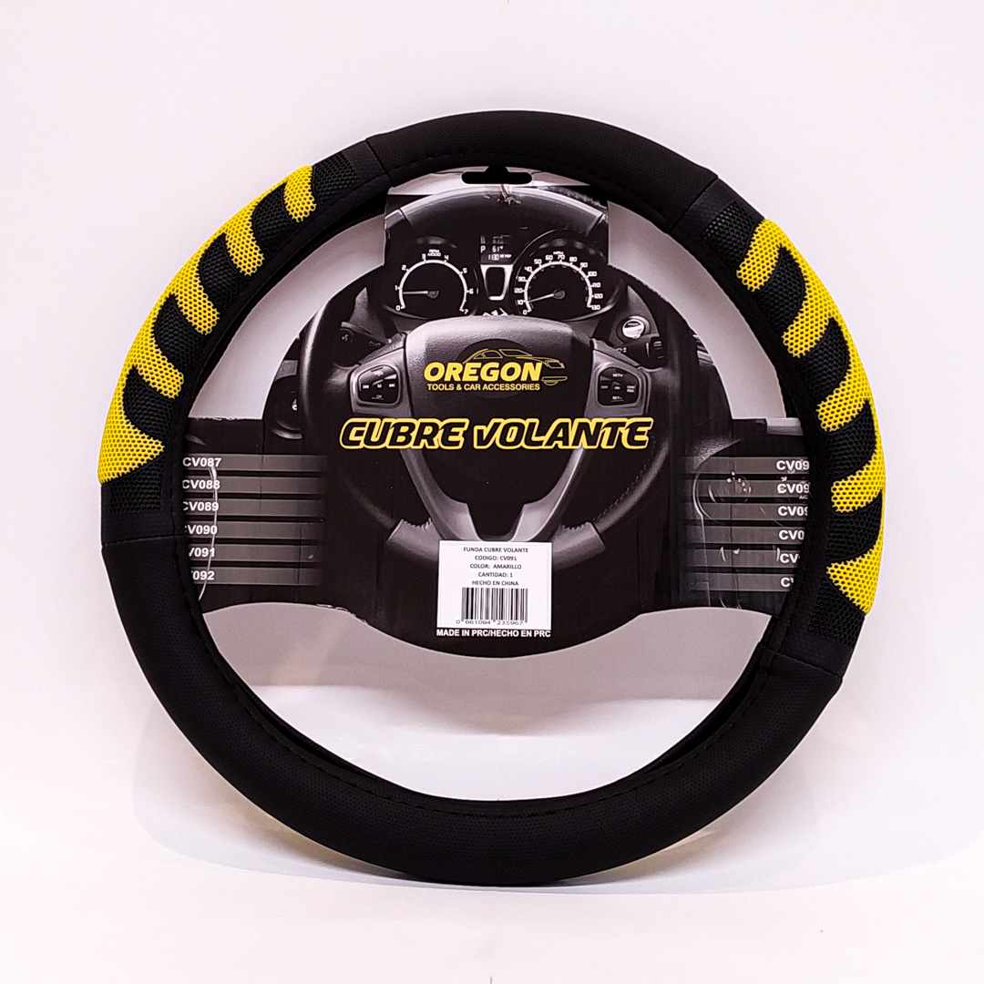 CUBRE VOLANTE MODELO GRAND PRIX CUERO SINTENTICO NEGRO / AMARILLO 38*8.2CM 25 UNIDADES POR CAJA - 2