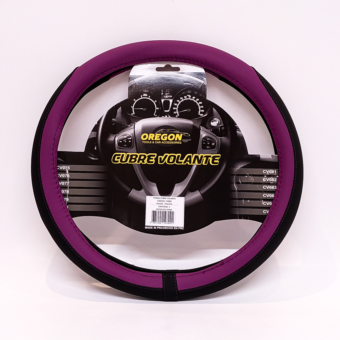 CUBRE VOLANTE MODELO TC2000 CUERO SINTENTICO NEGRO / VIOLETA 38*8.2CMCAJA MASTER 25 UNIDADES