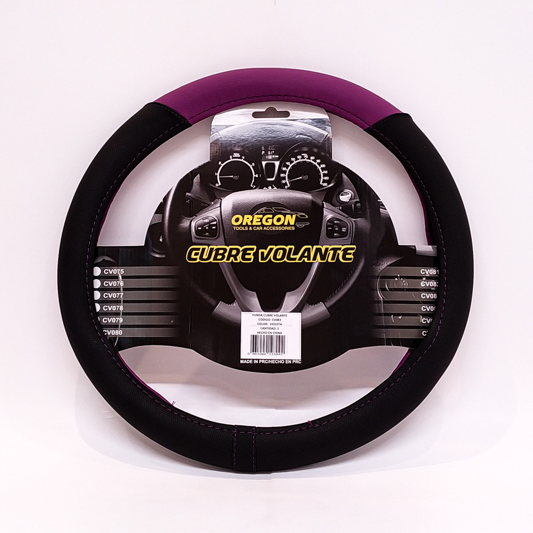 CUBRE VOLANTE MODELO TC2000 CUERO SINTENTICO NEGRO / VIOLETA 38*8.2CMCAJA MASTER 25 UNIDADES - 2