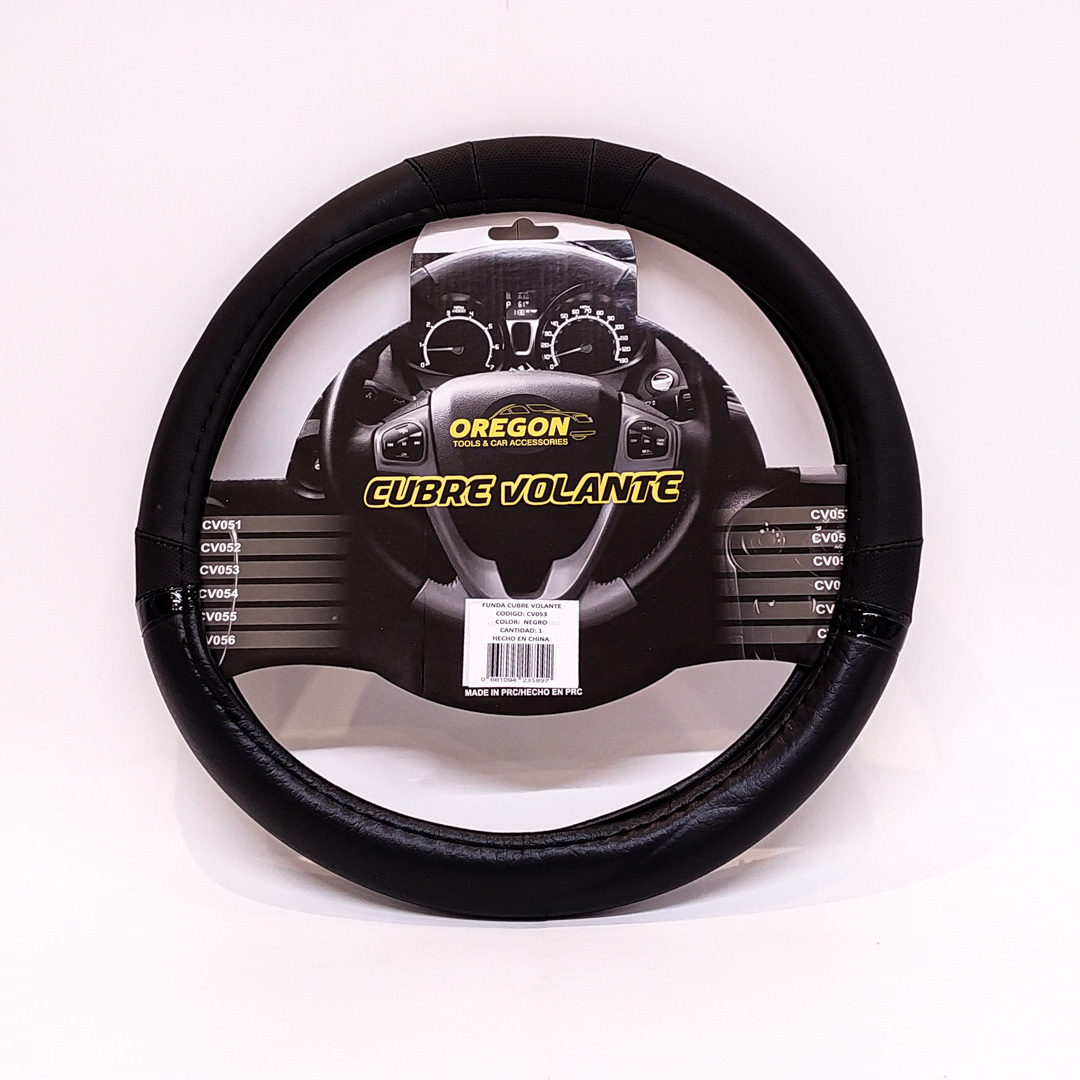 CUBRE VOLANTE MODELO NASCAR CUERO SINTENTICO NEGRO / NEGRO 38*8.2CM 25 UNIDADES POR CAJA - 2