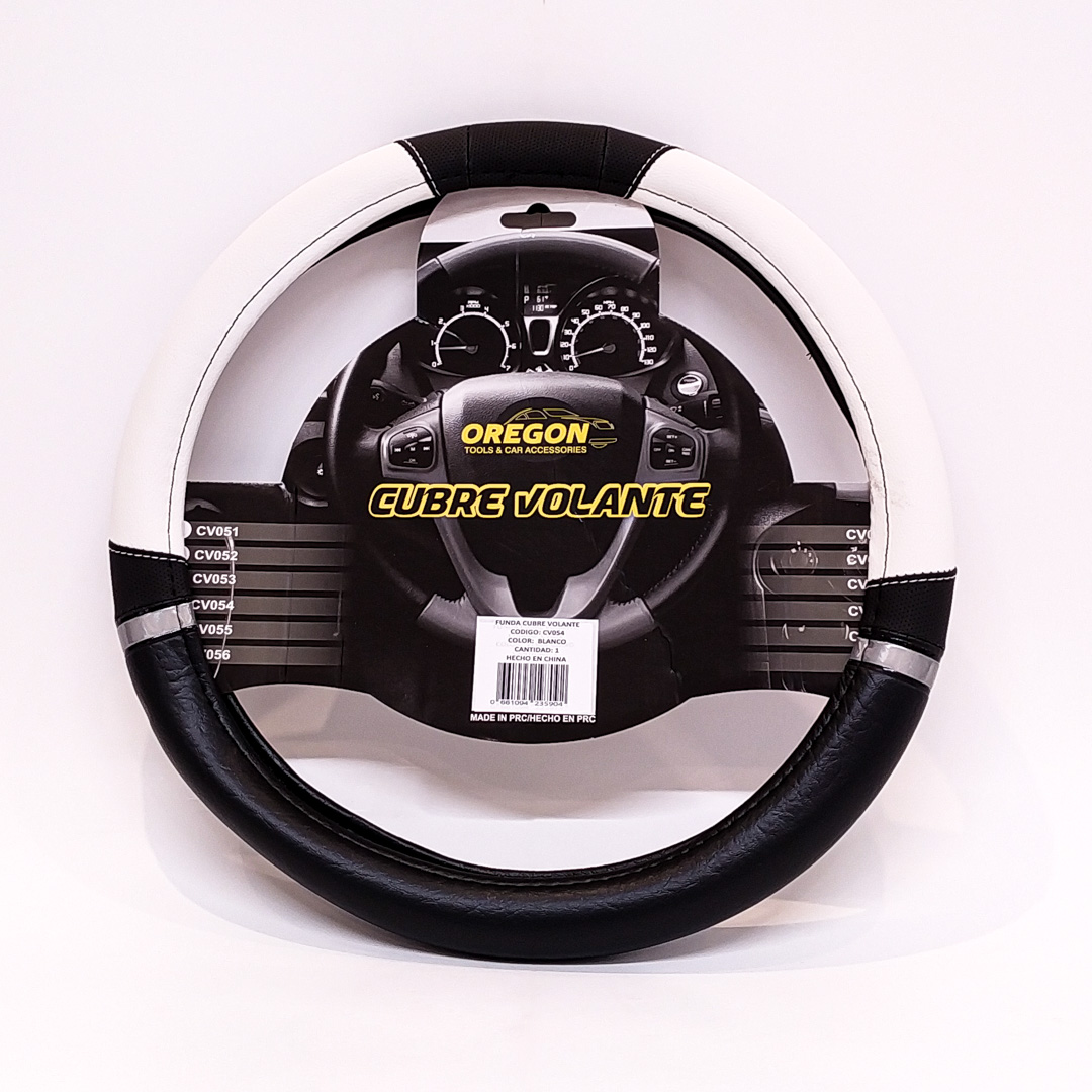 CUBRE VOLANTE MODELO NASCAR CUERO SINTENTICO NEGRO / BLANCO 38*8.2CM 25 UNIDADES POR CAJA - 2