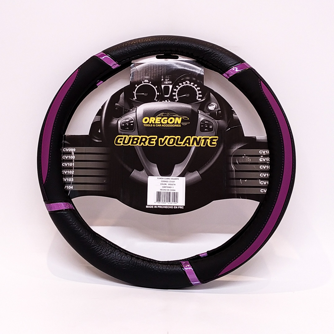 CUBRE VOLANTE MODELO DAYTONA CUERO SINTENTICO NEGRO / VIOLETA 38*8.2CM 25 UNIDADES POR CAJA - 2
