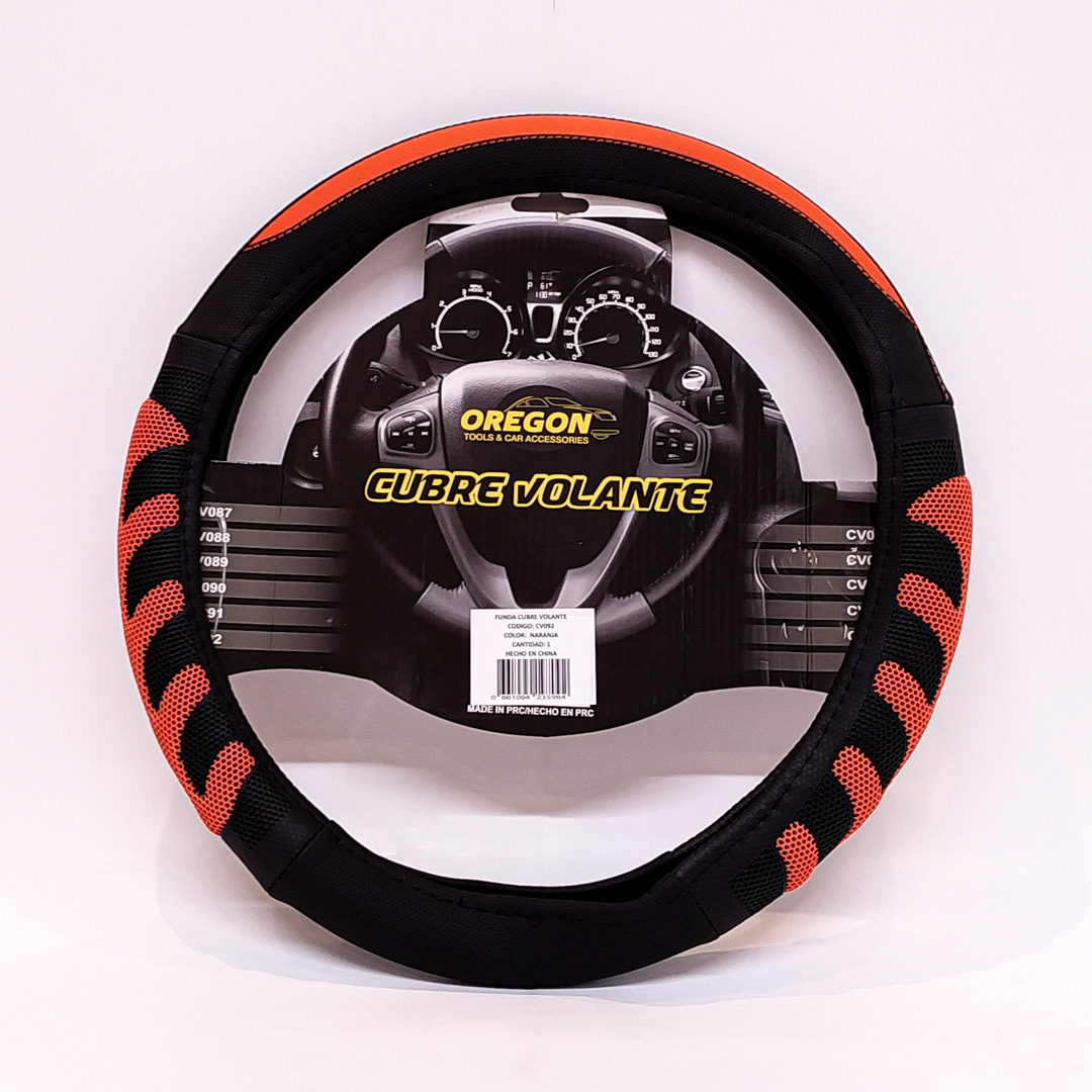 CUBRE VOLANTE MODELO GRAND PRIX CUERO SINTENTICO NEGRO / NARANJA 38*8.2CM 25 UNIDADES POR CAJA - 2