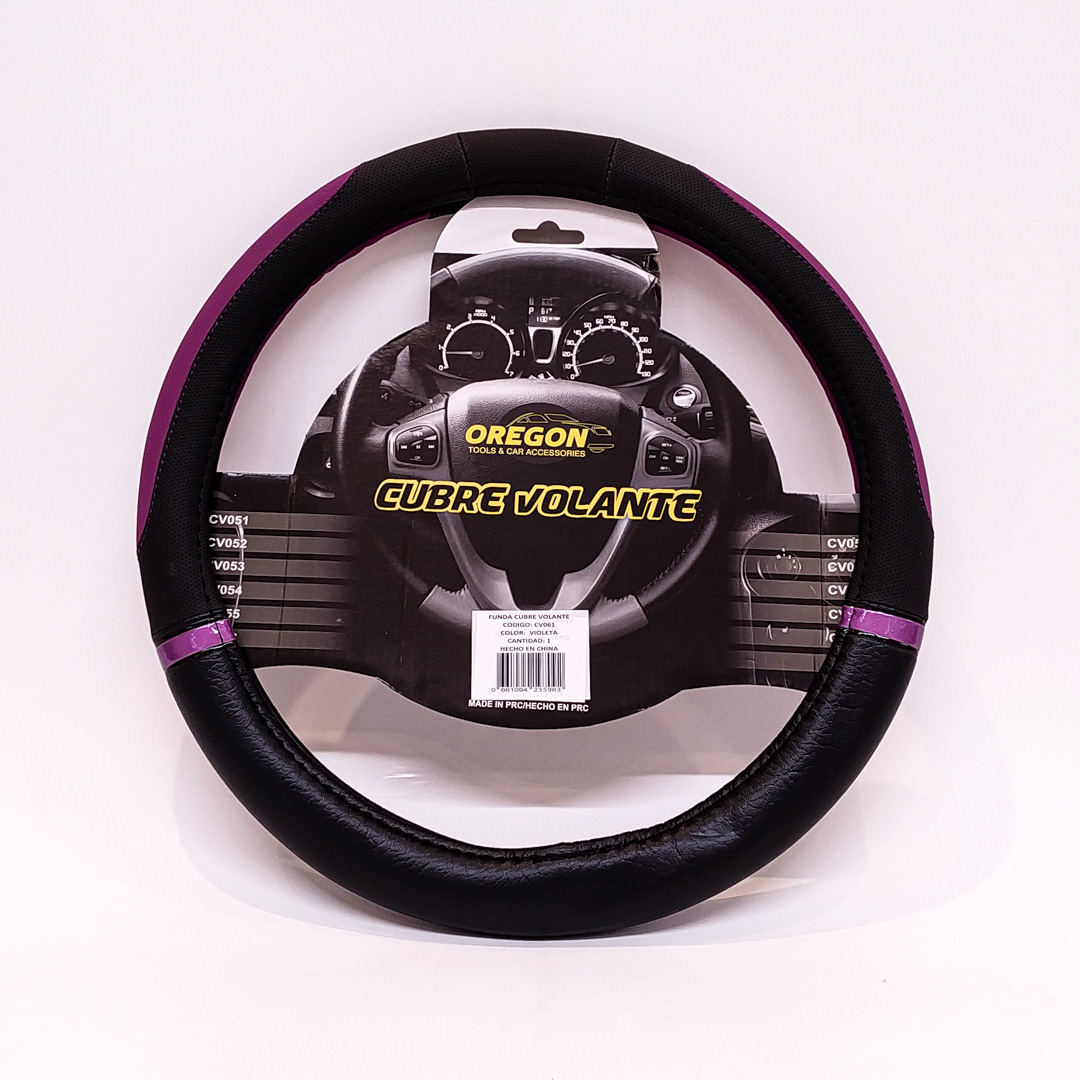 CUBRE VOLANTE MODELO NASCAR CUERO SINTENTICO NEGRO / VIOLETA 38*8.2CM 25 UNIDADES POR CAJA - 2