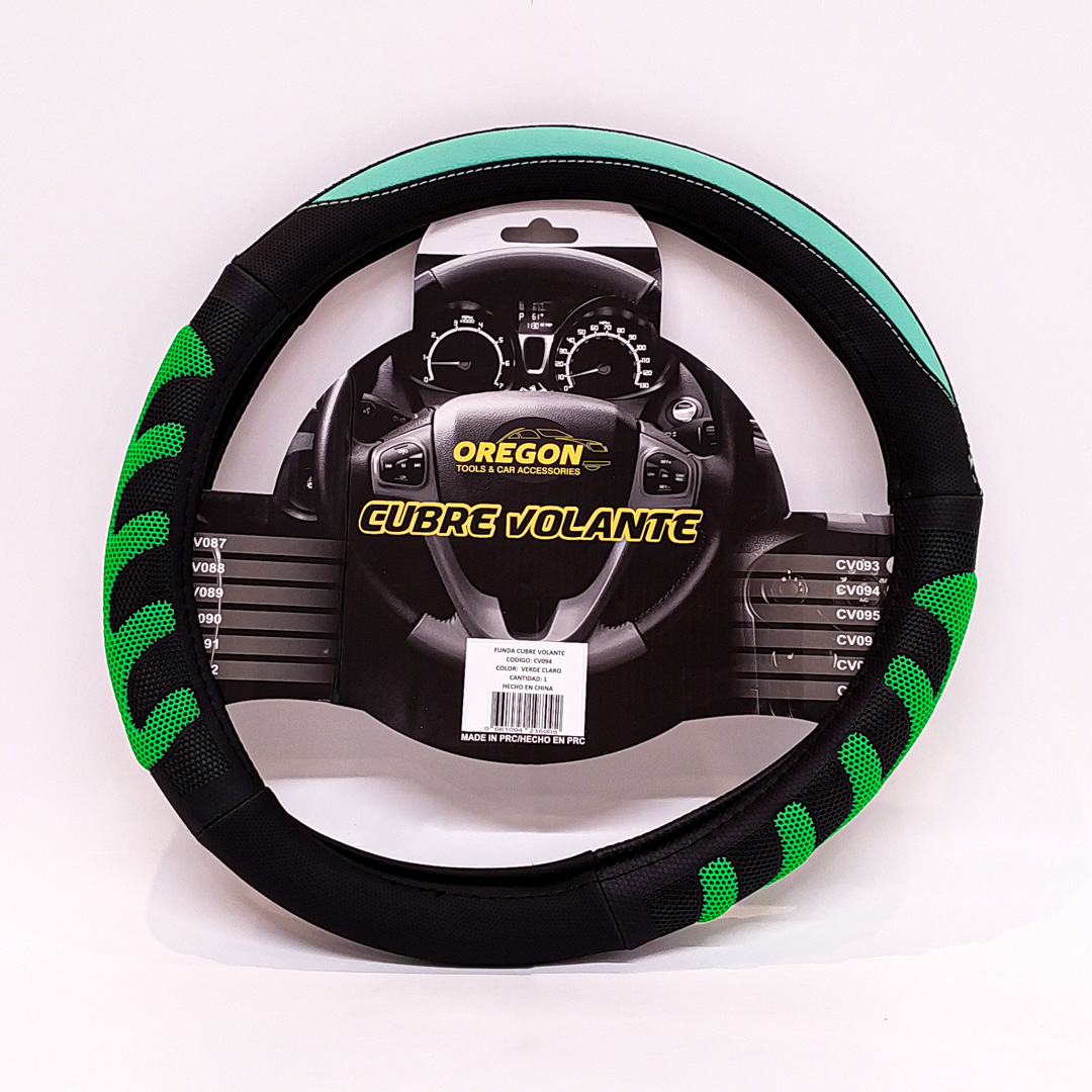 CUBRE VOLANTE MODELO GRAND PRIX CUERO SINTENTICO NEGRO / VERDE AGUA 38*8.2CM 25 UNIDADES POR CAJA - 2