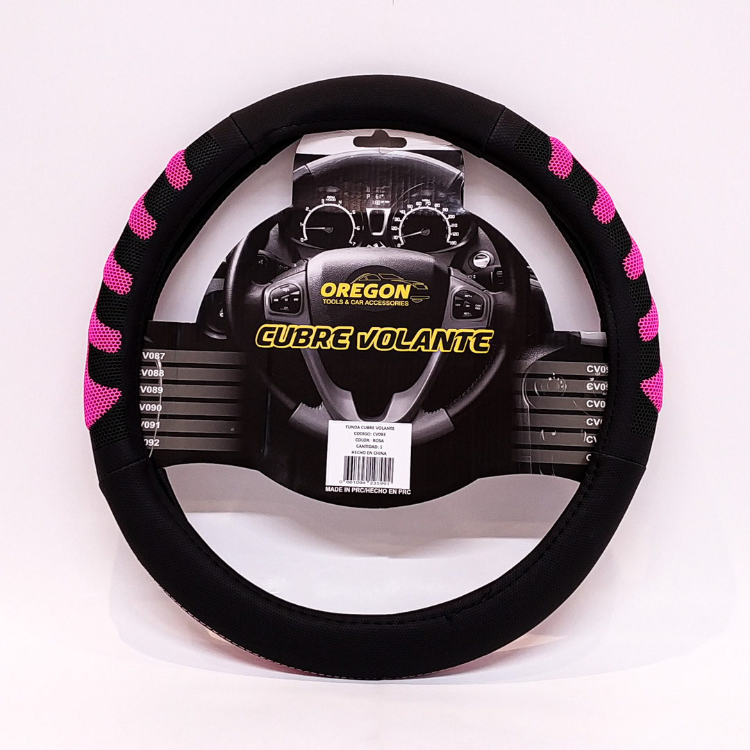 CUBRE VOLANTE MODELO GRAND PRIX CUERO SINTENTICO NEGRO / ROSA 38*8.2CM 25 UNIDADES POR CAJA