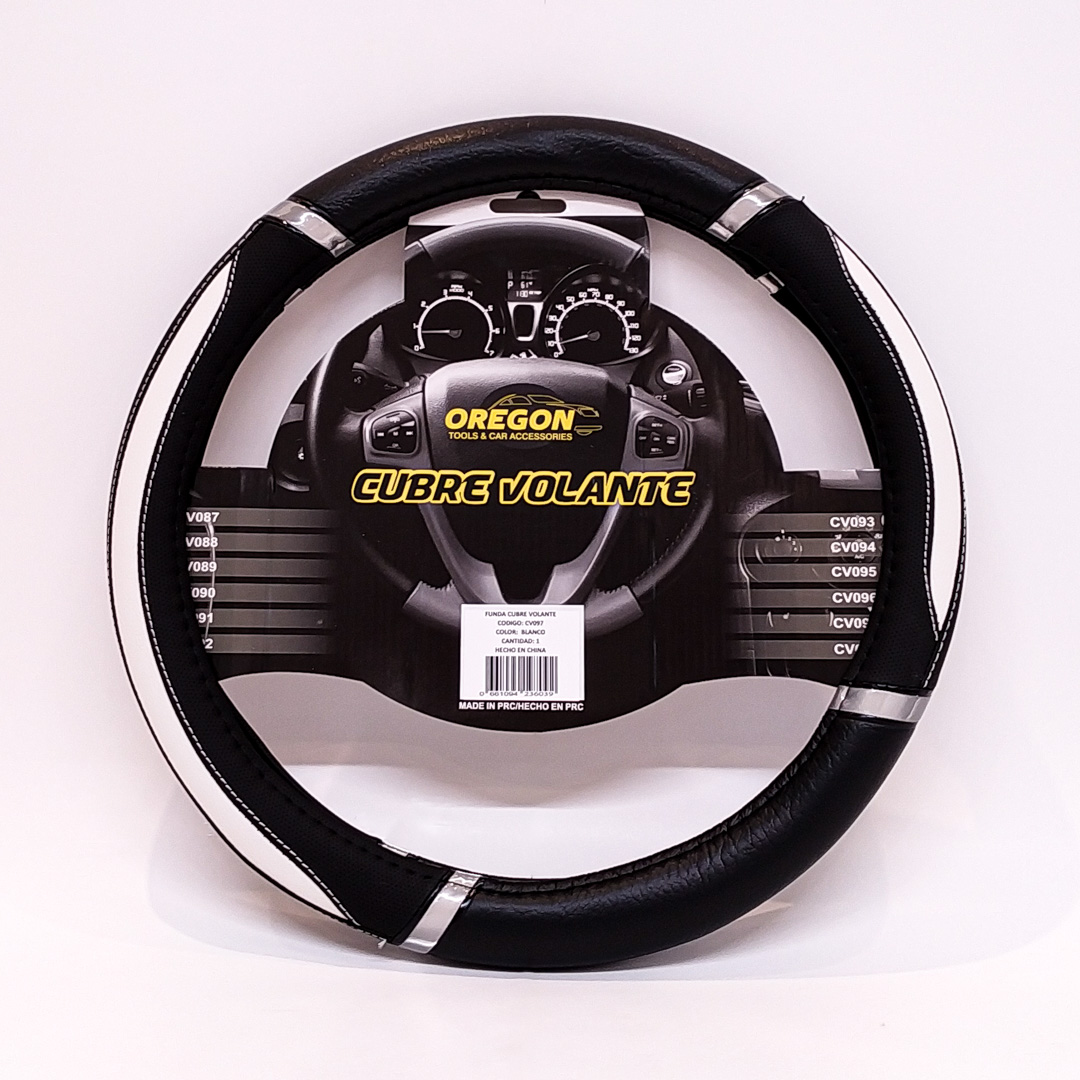 CUBRE VOLANTE MODELO DAYTONA CUERO SINTENTICO NEGRO / BLANCO 38*8.2CM 25 UNIDADES POR CAJA - 2