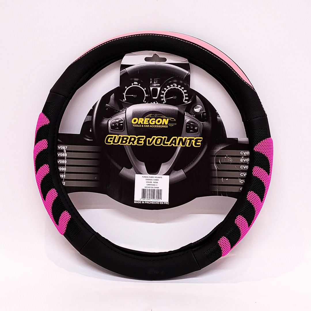 CUBRE VOLANTE MODELO GRAND PRIX CUERO SINTENTICO NEGRO / ROSA 38*8.2CM 25 UNIDADES POR CAJA - 2