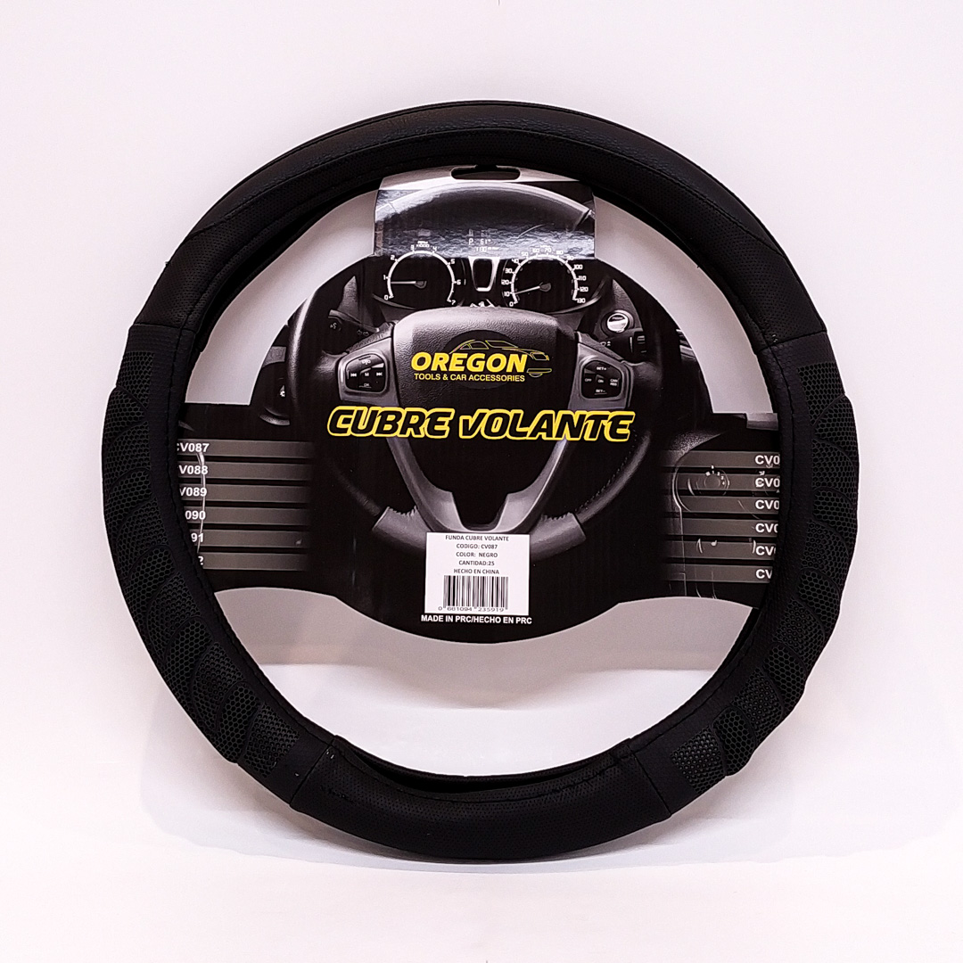 CUBRE VOLANTE MODELO GRAND PRIX CUERO SINTENTICO NEGRO / NEGRO 38*8.2CM 25 UNIDADES POR CAJA