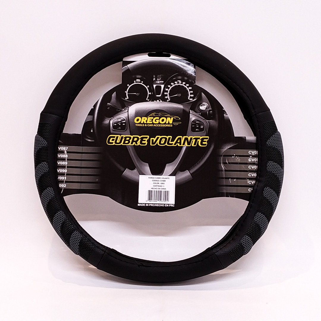 CUBRE VOLANTE MODELO GRAND PRIX CUERO SINTENTICO NEGRO / GRIS 38*8.2CM 25 UNIDADES POR CAJA - 2